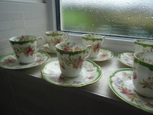 Set Of Six Hand Decorated Miniature Cups & Saucers Made For Harrods - Copeland? - Picture 1 of 6