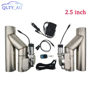 2.5''in Double Electric Exhaust Valve Y Pipe Single Control Valve Kit w/ Remote - Picture 1 of 16