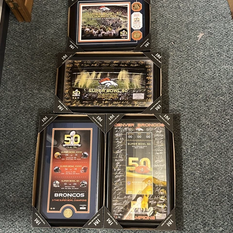 NEW Highland Mint Denver Broncos Super Bowl 50 Plaque Lot Of 4 Cover