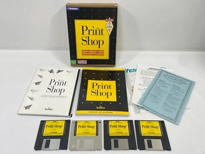 Vintage 1996 The Print Shop Broderbund Windows PC Software 3.5” Floppy Disk Box - Image 1 of 4