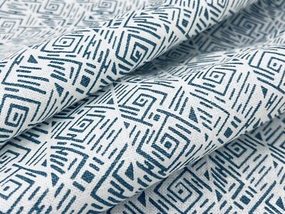 Tela con estampado de lino a rayas geométricas Baker Lifestyle - Laberinto / Índigo 4,30 yardas Foto 1 de 4