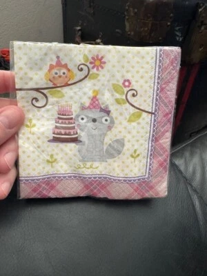 Happi Woodland Girl 3-Ply Paper Beverage Napkins 16ct. Birthday Tableware New!!! - Image 1 of 2