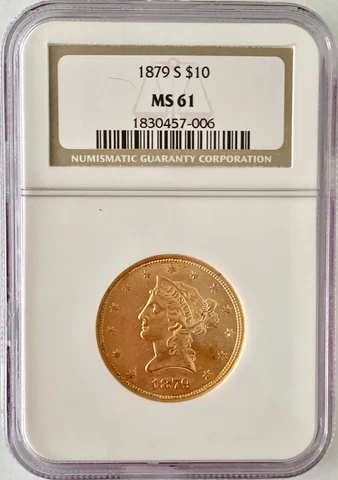 1879-S $10 LIBERTY HEAD GOLD EAGLE NGC MS 61 Cover