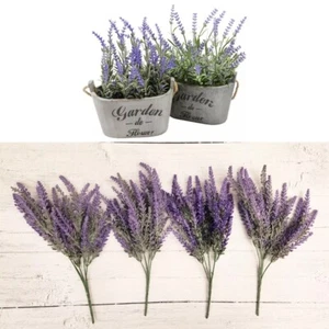 4Pcs Artificial Lavender Flowers in Bundles Fake Silk Faux Lavender Plant - Picture 1 of 7