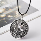 Men's Vintage Silver Norse Viking Wolf&Vegvisir Rune Pendant Necklace Amulet