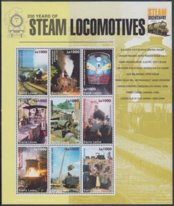 SIERRA LEONE Sc #2779,2a-i MNH 2 SHEETS of 9 DIFF ea 20th ANN STEAM LOCOMOTIVES - Picture 1 of 2