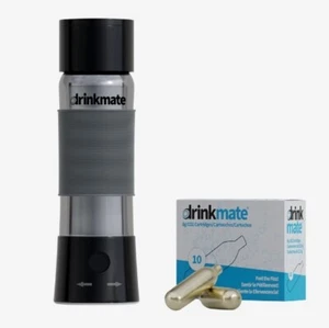 DrinkMate InstaFizz Stainless Steel Water Bottle Bundle-10 Co2 Cartridges -Black - Picture 1 of 5