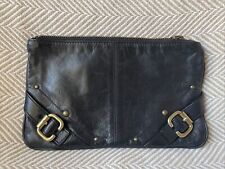 Club Monaco Small Leather Zip Bag Brass Accents