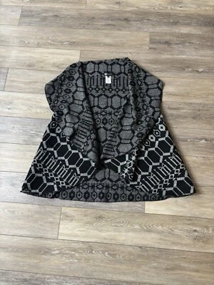 Baku Cardigan Women's Sz XL Black/Gray Sleeveless Wool Blend Lagenlook Artsy - Image 1 of 4