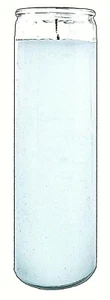 KERZENGLAS GLAS SCHLICHT WEISS VELA BLANCO BRENNT 120 STUNDEN - Bild 1 von 1