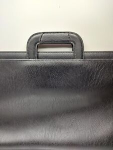 HAZEL Black Briefcase Document Bag 3 Pockets Center Zips Closed Flat
