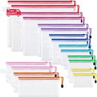 18 Pack 8 Sizes Mesh Pouch, 9 Colors, Waterproof Zipper File Bags Document Multi