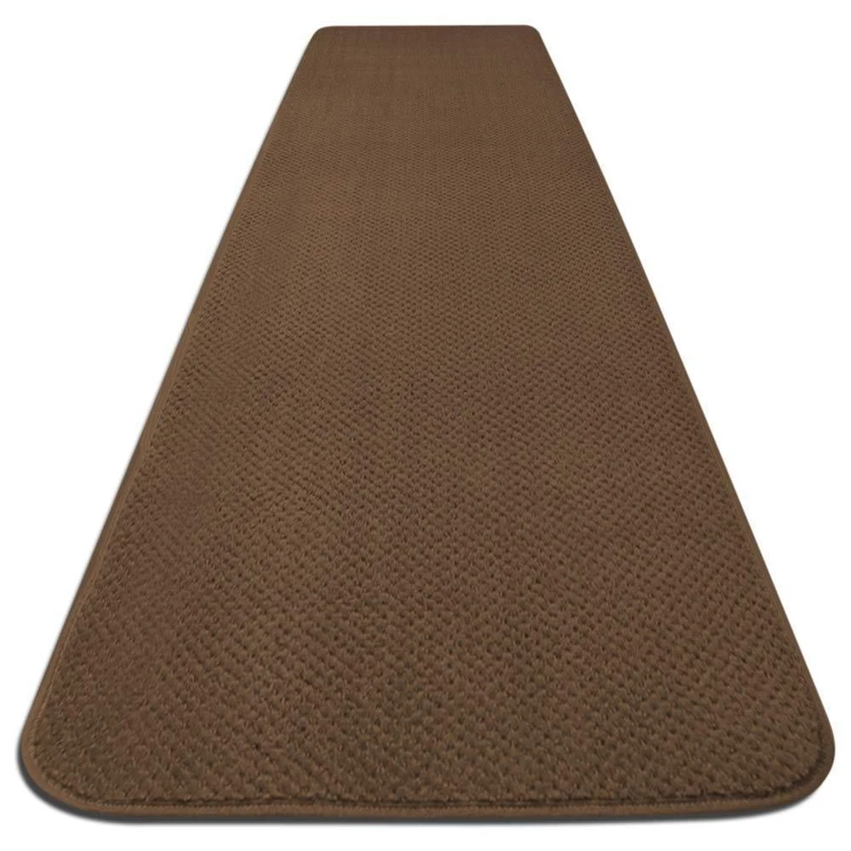 SKID-RESISTANT CARPET RUNNER hall area rug floor mat TOFFEE BROWN - Image 1 of 4