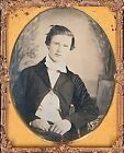 Handsome Light Eyed Young Man Painted Backdrop 1/9 Plate Daguerreotype T341