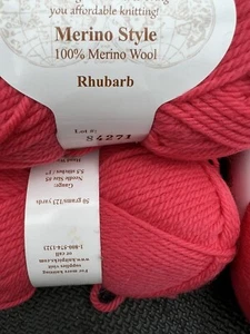 KNITPICKS MERINO STYLE Yarn. 100% merino wool. Color Rhubarb # 84271: lot of 4 - Picture 1 of 5