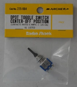 Radio Shack 275-664 Archer DPDT Miniature Mini Toggle Switch Center Off Position - Picture 1 of 6