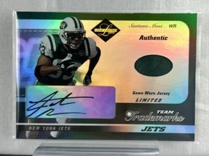 2003 Leaf Limited Team Trademarks Santana Moss Lt-39 Game Worn Auto 15/25 - Picture 1 of 6