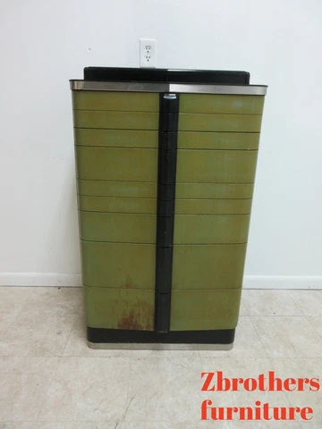 1940s Art deco Dental Cabinet Industrial Medical Chest Dresser Green Stain Cover