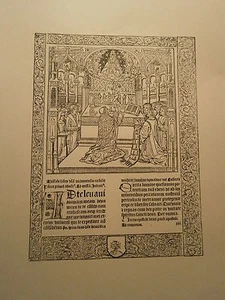 Planche gravure Religion Moyen age La Messe Jean Du Pré Missel de Verdun 1481 - Picture 1 of 1