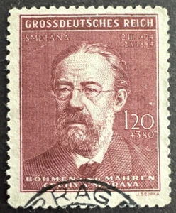 Bohemia and Moravia 1944 SC# B28 Used Semi-Postal Stamp Bedrich Smetana Composer - Picture 1 of 2