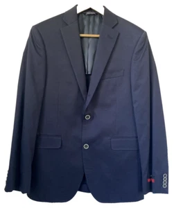 NWT Saks Fifth Avenue Navy Trim Fit Cotton Blazer Sz 38S Sport Coat - Picture 1 of 14