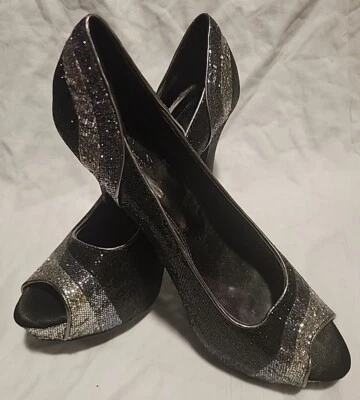 Worthington Multicolored Glitter Sequin 5in Peep Toe Stilettos Womens Shoes 10M  - Image 1 of 4
