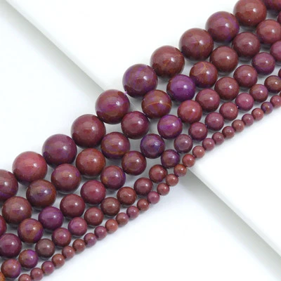Purple Jade Round Smooth Beads,Sku#U2230 - Image 1 of 3