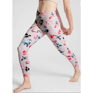 Athleta Elation 7/8 Painted Flower Leggings S Tall Womens Pink Pull On Athletic - Picture 1 of 6