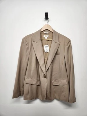 Blazer de lana de tela italiana vintage Talbots para mujer, talla 16 W, en color caqui/bronceado Foto 1 de 4