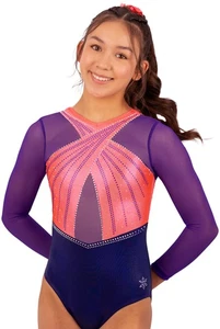 NEW! Zalia Purple and Orange Girls Gymnastics Competition Leotard - Picture 1 of 3