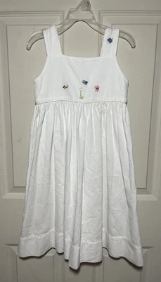 Vintage STRASBURG  Size 5 sun Dress White Embroidered butterfly  - Image 1 of 4