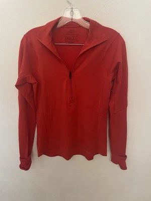 Patagonia Women’s Thermal Flyer Merino Wool Blend Zip T -Neck, Small, Red - Image 1 of 4