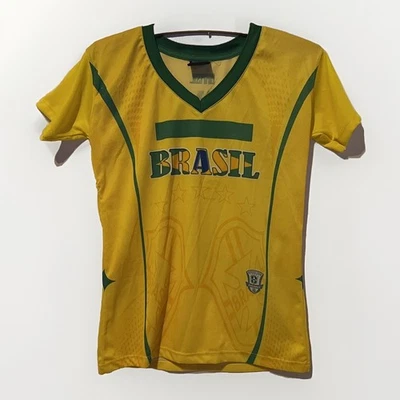 Camiseta deportiva dorada juvenil Neymar Jr #10 de la selección nacional de fútbol de Brasil 2014 Foto 1 de 4