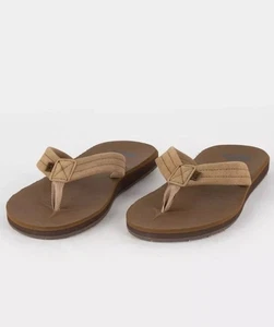 NEW! MENS 11 QUIKSILVER CARVER SUEDE FLIP FLOPS SANDALS BEACH SURF REEF TAN - Picture 1 of 6