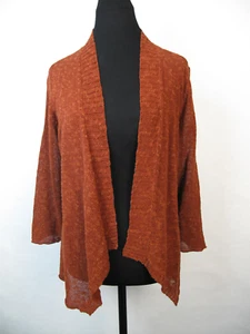 *EILEEN FISHER Open Front Lightweight Cardigan Sweater Size L Brown - Picture 1 of 7