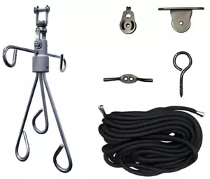 Stainless Steel IV Drip Hanger with 39ft Suspension Rope & Pulley System - Picture 1 of 2