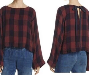 Cloth & Stone Tie back top Women’s Sz S Red Blue Buffalo Plaid NWT  Bella Dahl - Bild 1 von 5