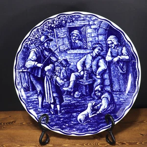 Vintage Boch freres La Louviere Belgium Blue Delfts 9 3/4" Wall Plate Near MINT! - Picture 1 of 4