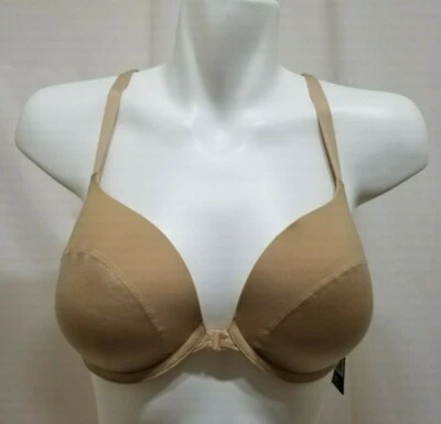 DKNY FUSION FRONT CLOSE T BACK LIFT UNDERWIRE BRA NUDE #453178 SIZE 32 DD $42 - Image 1 of 4