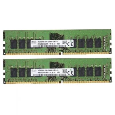 Hynix 32GB 2X16GB DDR4 2666MHz PC4-21300 2RX8 UDIMM Memory Ram HMA82GU6CJR8N-VK - Image 1 of 4