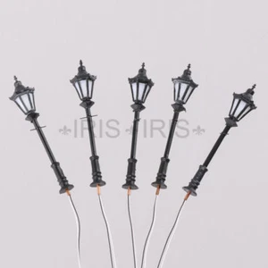 5pcs 1:100 Scale Model Trains Metal Light Poles Wired LED Lighted Street Lamps - Picture 1 of 5