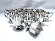 1922 CRESCENT SILVER MFG NEW YORK VINTAGE GRAPE & VINE FOOTED PUNCH CUP SET / 6