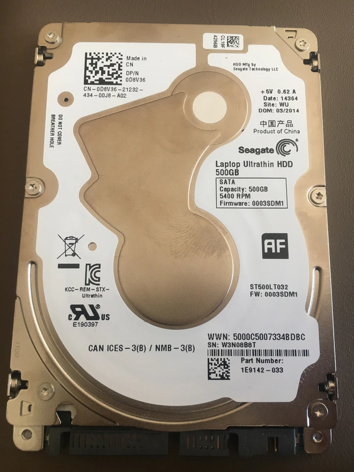 SEAGATE ULTRATHIN HDD "Disque dur 500Go - 5400RPM - 16Mo (ST500LT032)" - Photo 1/1