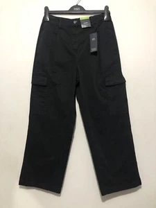 Marks & Spencer Pleated Front Cargo Trousers UK 12 Short Black - Picture 1 of 13