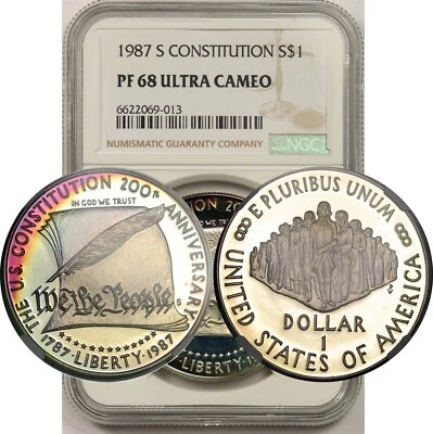 1987-S Constitution $1 NGC PF68 UCAM (Multi Tone) Modern Commemorative Dollar  - Image 1 of 4