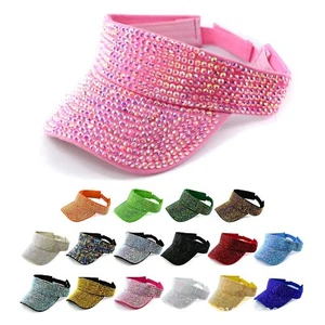 Glänzende Kristalle Damen Mädchen Baseball Caps Oben Ohne Druckknopflasche Sonnenhüte - Bild 1 von 38