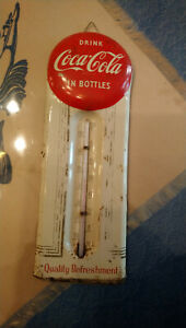 RARE ORIGINAL DRINK COCA COLA IN BOTTLES THERMOMETER WORKS   9" (22 CM) M.IN USA