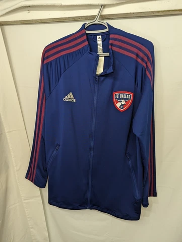 NWT Adidas FC Dallas MLS Soccer Anthem Jacket Blue Size Large Cover