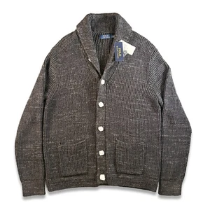 NWT Polo Ralph Lauren Shawl-Collar Charcoal Cardigan Sweater Men's L - Picture 1 of 13