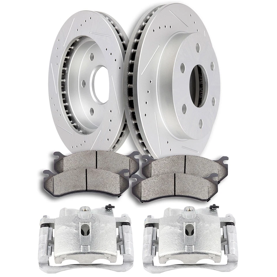 Front Brake Calipers Rotors + Ceramic Pads Drill For 03-06 Cadillac Escalade ESV Foto 1 de 1